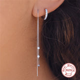 925 Silver Chain Thread Tassel Drop Earring for Women