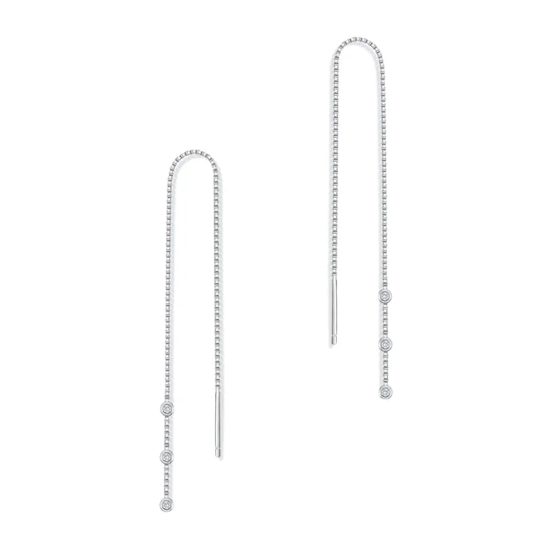 925 Silver Chain Thread Tassel Drop Earring for Women