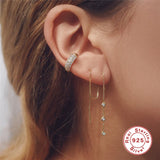 925 Silver Chain Thread Tassel Drop Earring for Women