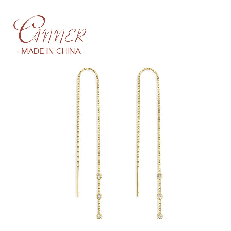 925 Silver Chain Thread Tassel Drop Earring for Women