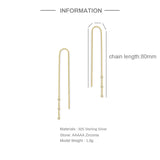 925 Silver Chain Thread Tassel Drop Earring for Women