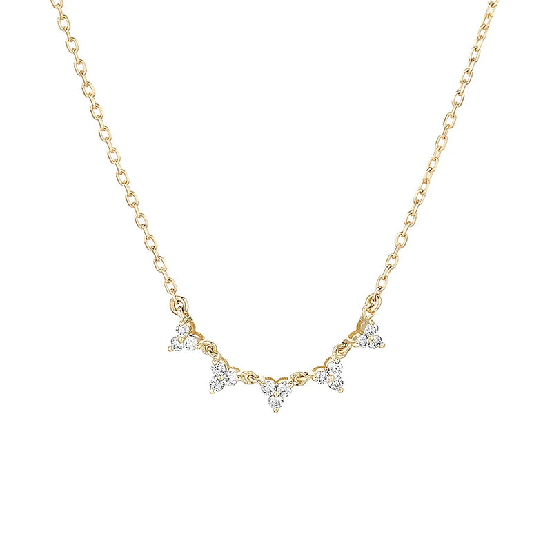 925 Silver Chain Necklace with Zircon Pendant for Women