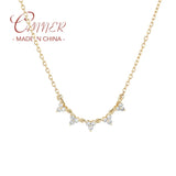 925 Silver Chain Necklace with Zircon Pendant for Women