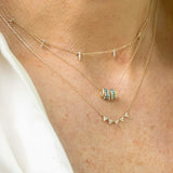 925 Silver Chain Necklace with Zircon Pendant for Women