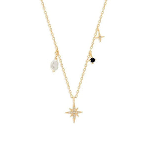 925 Silver Chain Necklace with Zircon Star Pendant for Birthday Gift