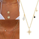 925 Silver Chain Necklace with Zircon Star Pendant for Birthday Gift