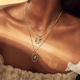925 Silver Chain Necklace Ins Wind Compass Pendant Women Party Gift