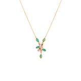 925 Silver Green Coral Shape Pendant Necklace Women Girls Jewelry Gift