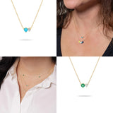 925 Silver Chain Necklaces Double Zircon Pendant Wedding Jewelry