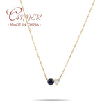 925 Silver Chain Necklaces Double Zircon Pendant Wedding Jewelry