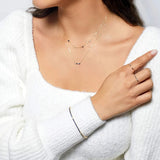 925 Silver Chain Necklace with Zircon Pendant