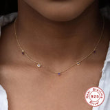 925 Silver Chain Necklace Purple Zircon INS Creative Wild Personality