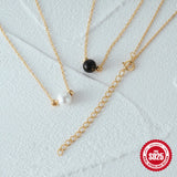 925 Silver Chain Simulated Pearls Necklace Bridal Jewelry