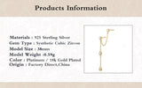 925 Silver Tassel Pendant Huggie Drop Earrings