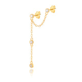 925 Silver Tassel Pendant Huggie Drop Earrings