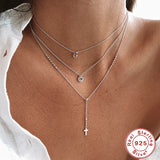 925 Silver Chocker Necklace Y-Shape Pendant Wedding Jewelry