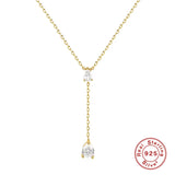 925 Silver Chocker Necklace Y-Shape Pendant Wedding Jewelry