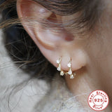 925 Silver Zircon Stud Earrings for Women Horse Eye Flower Piercing