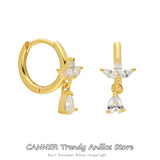 925 Silver Zircon Stud Earrings for Women Horse Eye Flower Piercing