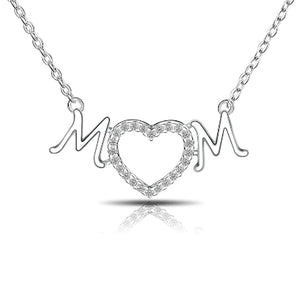 925 Silver Choker Necklace Love Heart Mom Birthday Pendant Charms Jewel