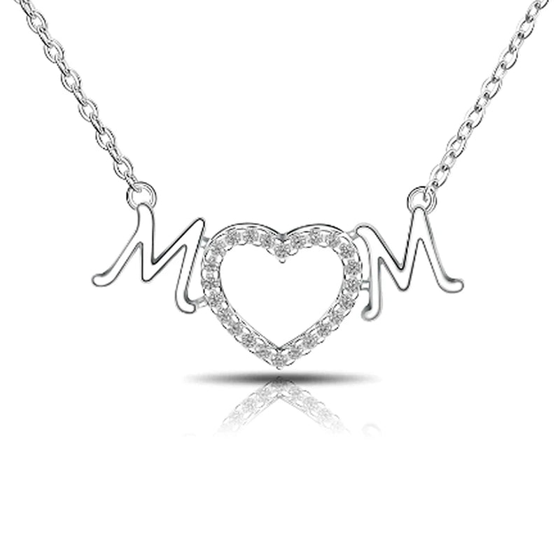 925 Silver Choker Necklace Love Heart Mom Birthday Pendant Charms Jewel