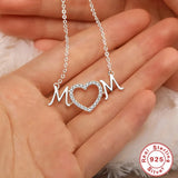 925 Silver Choker Necklace Love Heart Mom Birthday Pendant Charms Jewel