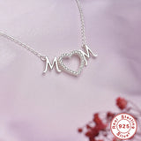 925 Silver Choker Necklace Love Heart Mom Birthday Pendant Charms Jewel