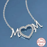 925 Silver Choker Necklace Love Heart Mom Birthday Pendant Charms Jewel