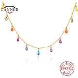 925 Silver Choker Necklace Colorful Pendants Chain Jewelry