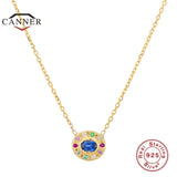 925 Silver Choker Necklace Colorful Pendants Chain Jewelry