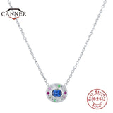 925 Silver Choker Necklace Colorful Pendants Chain Jewelry