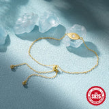 925 Silver Zircon Charm Bracelet for Women CZ Adjustable Couple Jewelry
