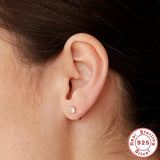 925 Silver CZ Ear Hook Earrings Women Girl Lady Sweet Small Studs