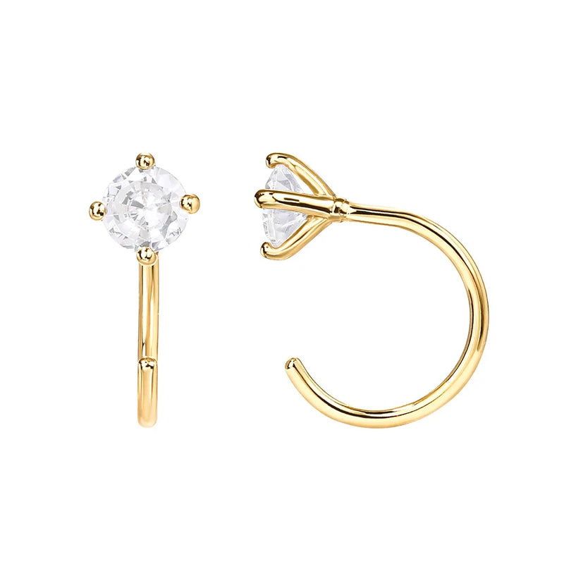 925 Silver CZ Ear Hook Earrings Women Girl Lady Sweet Small Studs