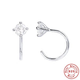 925 Silver CZ Ear Hook Earrings Women Girl Lady Sweet Small Studs