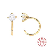 925 Silver CZ Ear Hook Earrings Women Girl Lady Sweet Small Studs