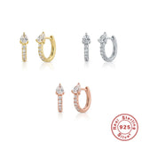 925 Silver Classic Hoop Earrings Rose Zircon Personalized Jewel