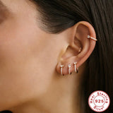 925 Silver Classic Hoop Earrings Rose Zircon Personalized Jewel