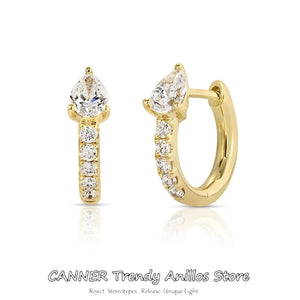 925 Silver Classic Hoop Earrings Rose Zircon Personalized Jewel