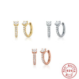 925 Silver Classic Hoop Earrings Rose Zircon Personalized Jewel