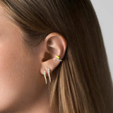 925 Silver Rivet Piercing Hoop Earrings Zircon Jewelry