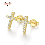 925 Silver Small Cross Piercing Stud Earrings CZ Party Jewelry