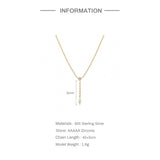 925 Silver Zirconia Tassel Pendant Chain Necklace Women Wedding