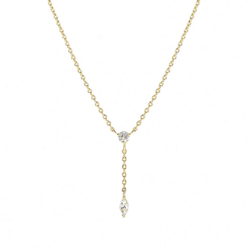 925 Silver Zirconia Tassel Pendant Chain Necklace Women Wedding