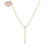 925 Silver Zirconia Tassel Pendant Chain Necklace Women Wedding