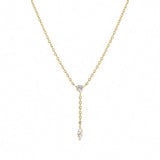 925 Silver Zirconia Tassel Pendant Chain Necklace Women Wedding