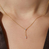 925 Silver Zirconia Tassel Pendant Chain Necklace Women Wedding