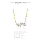 925 Silver Clavicle Chain Geometric Zircon Pendant Necklace for Women
