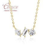 925 Silver Clavicle Chain Geometric Zircon Pendant Necklace for Women
