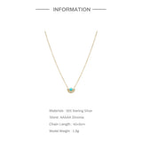 925 Silver Clavicle Chain Necklace Turquoise Zircon Fan Versatile Jewelry